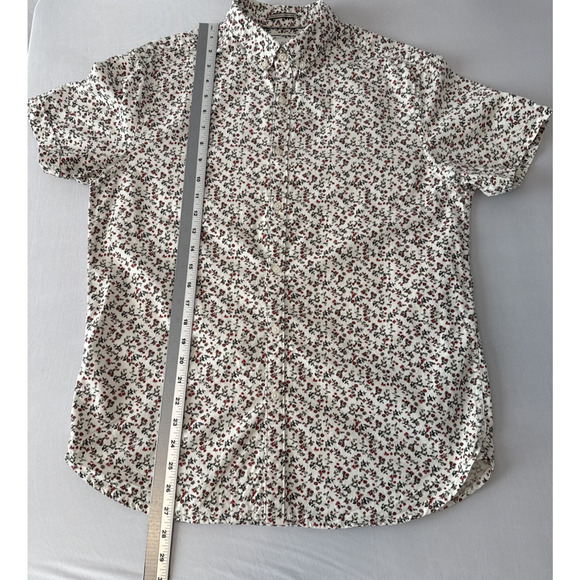 Denim Flower Ricky Singh Men’s Fitted M Preppy Floral Short Sleeve Shirt Resort - Picture 10 of 11